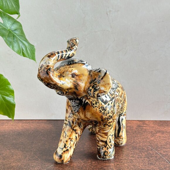 Le Vie Ceramic Elephant Figurine Animal Print Y2K - Picture 1 of 10